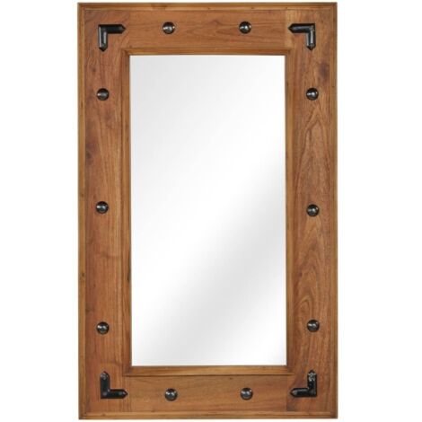 Miroir  Miroir déco pour Salle de bain Salon Chambre ou Dressing Bois d'acacia massif 50 x 80 cm 41288
