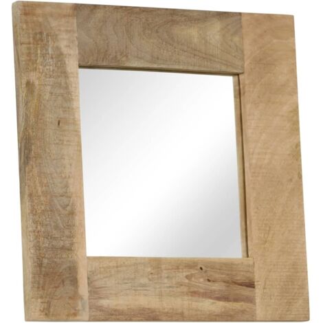 Miroir  Miroir déco pour Salle de bain Salon Chambre ou Dressing Bois de manguier massif 50 x 50 cm 68220