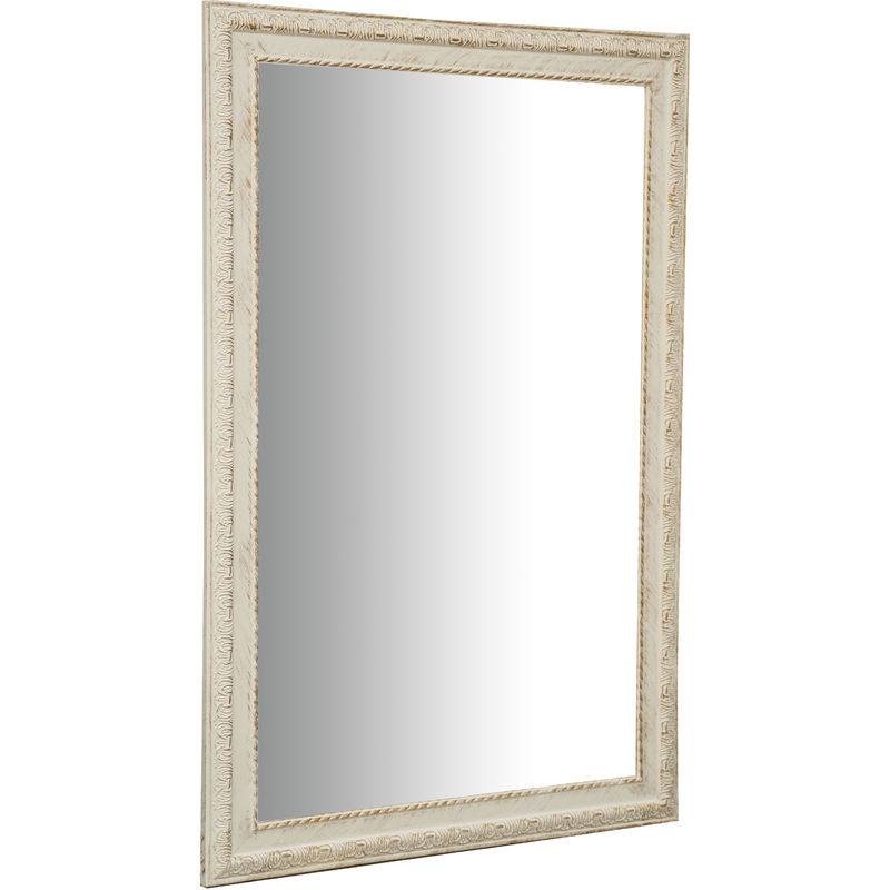 biscottini - miroir mural et miroir suspendu vertical/horizontal l60xpr3xh90 cm finition blanc antique