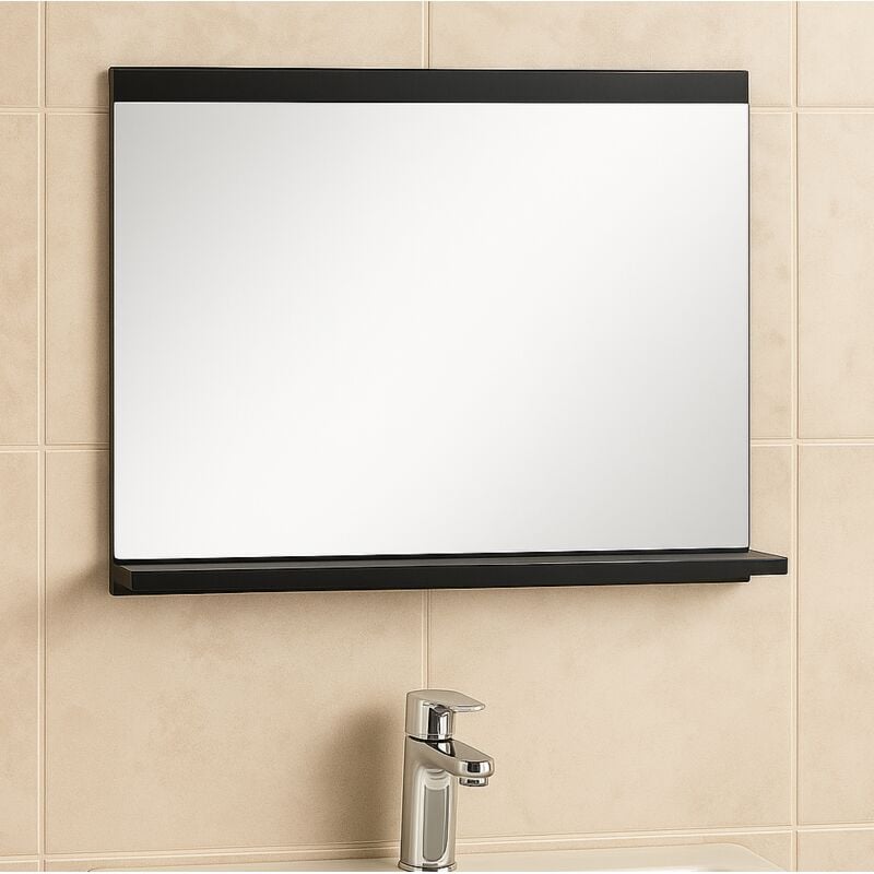 Miroir avec étagère Montreal Badplaats 60 x 12 x 50 cm - Noir