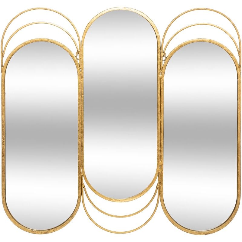 Atmosphera - Miroir Mural Triptyque en Métal Doré 72 x 69 cm