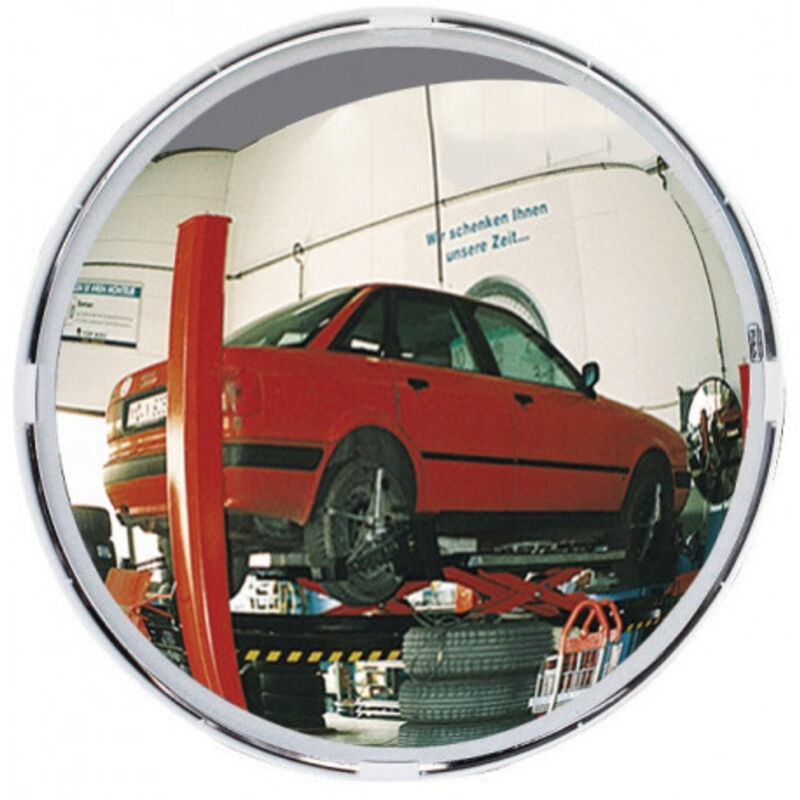 FP - Miroir multiusage d 600mm plastique blanc avec attache p. int. et ext., p. 2 directions Distance max.de l'observateur 11m