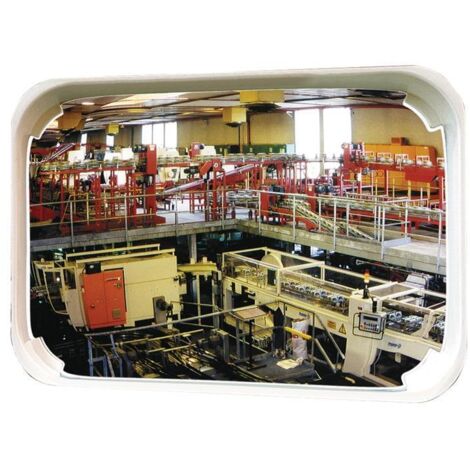 Miroir multiusage H.600xl.800mm plast. blc avec fixation p. int. et ext., p. 2 directions Distance max.de l’observateur 20m