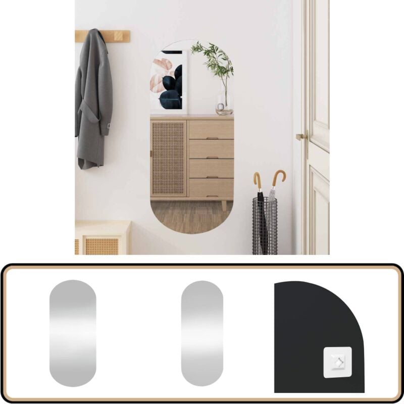 Miroir mural 35x80 cm Verre Ovale - Miroir Mural - Miroir Ovale - Miroir Décoration - Miroir Salle De Bain - Miroir Argenté