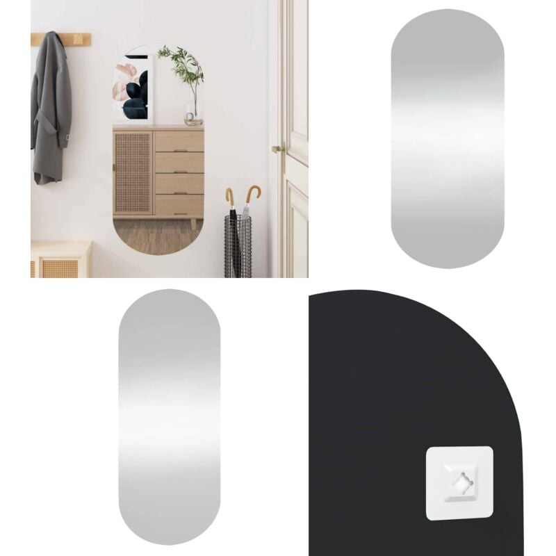 Vidaxl - Miroir mural 35x80 cm Verre Ovale - Miroir Mural - Miroir Ovale - Miroir Décoration - Miroir Salle De Bain - Miroir Argenté - Home & Living