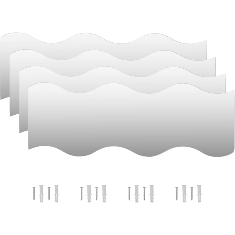 Miroir mural 4 pcs 60 x 18,5 cm Ondulé Verre vidaXL
