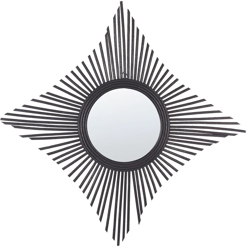 Beliani - Miroir Mural Boho en Rotin Noir Forme de Diamant 60 x 60 cm Majene