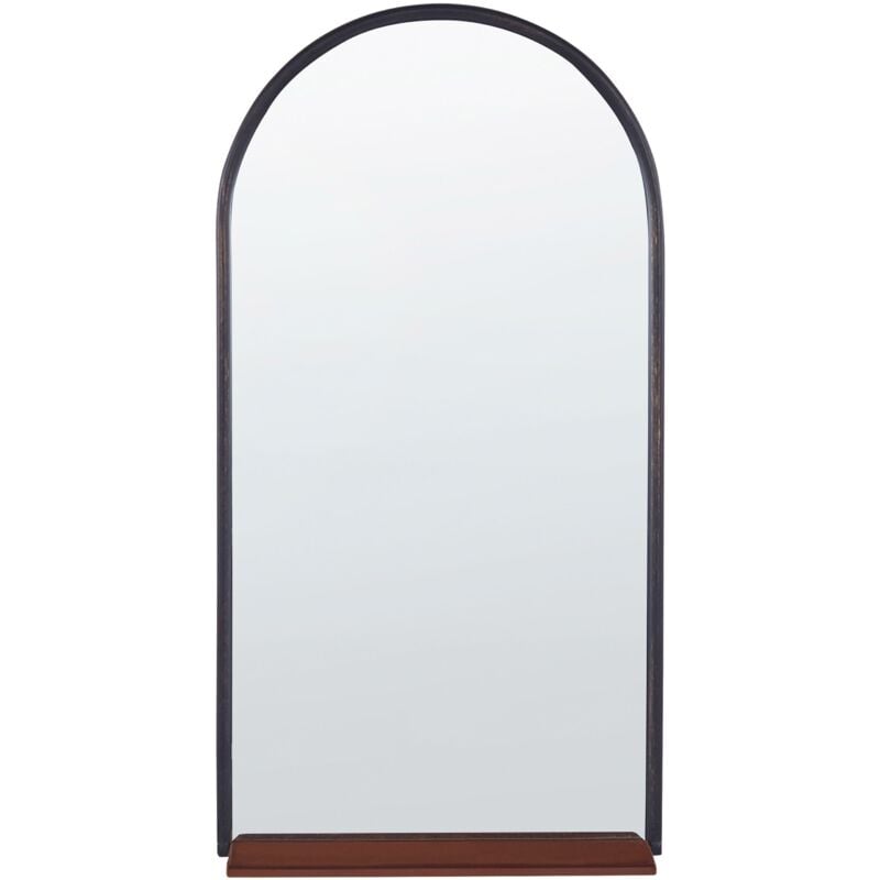 Miroir Mural à Etagères pour Salle de Bains ou Salon Noir et Cuivré Elégant Domme