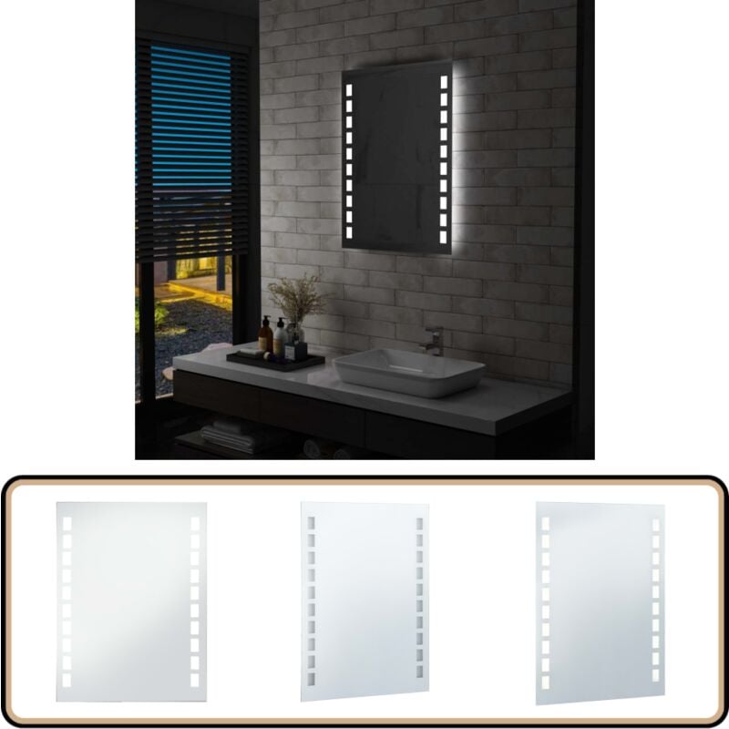 Miroir mural à led pour salle de bains 60x80 cm - Miroir Led - Miroir Salle De Bain - Miroir Décoratif - Éclairage Salle De Bain - Miroir Moderne