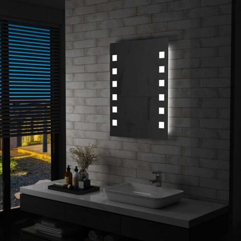 Miroir mural à LED pour salle de bains-Miroir de maquillage à LED 60x80 cm 221927