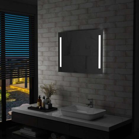 Miroir mural à LED pour salle de bains-Miroir de maquillage à LED 80x60 cm 341240