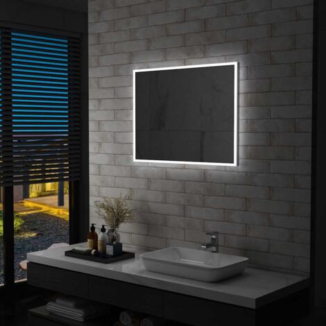 Miroir mural à LED pour salle de bains-Miroir de maquillage à LED 80x60 cm 978488