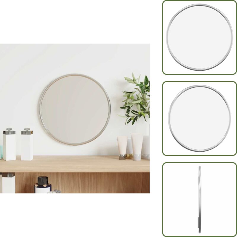 Miroir mural Argenté Ø 20 cm Rond - Miroir Mural - Miroir Rond - Miroir Argenté - Décoration Murale - Miroir Design