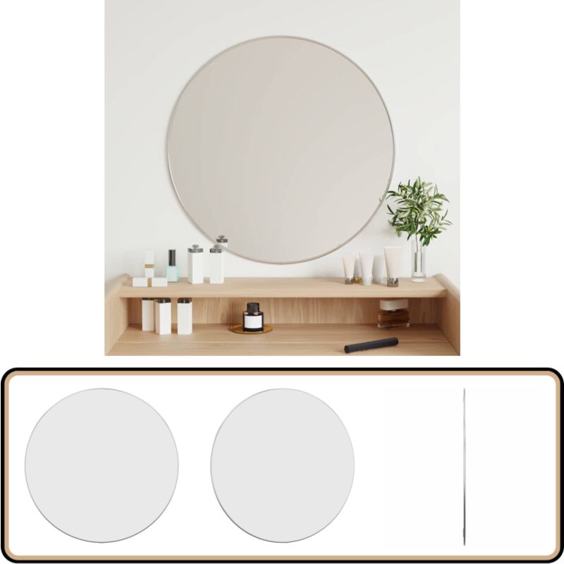 Vidaxl - Miroir mural Argenté ø 60 cm Rond - Miroir Mural - Miroir Rond - Miroir Argenté - Décoration Murale - Miroir De Maquillage