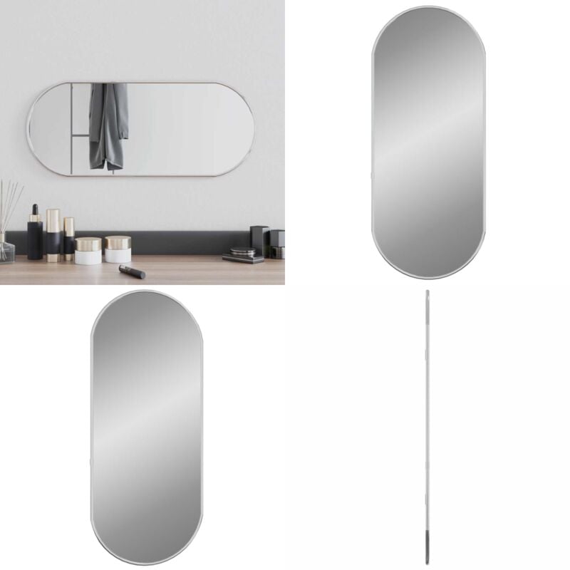 Vidaxl - Miroir mural Argenté 60x25 cm Ovale - Miroir Mural - Miroir Ovale - Miroir Argenté - Décoration Murale - Miroir Design - Home & Living