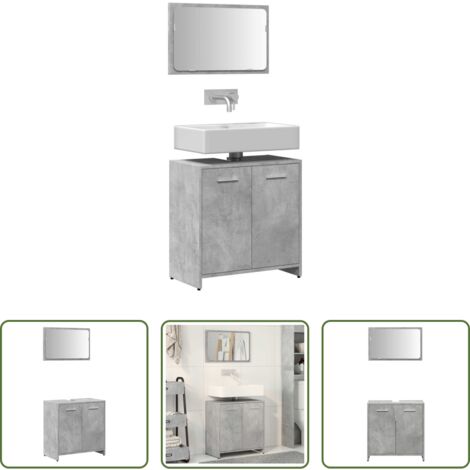 Miroir mural -  Armoire de bain avec miroir gris béton bois d'ingénierie