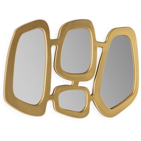Miroir mural art déco en métal doré KIMAN - L 93 x H 63cm