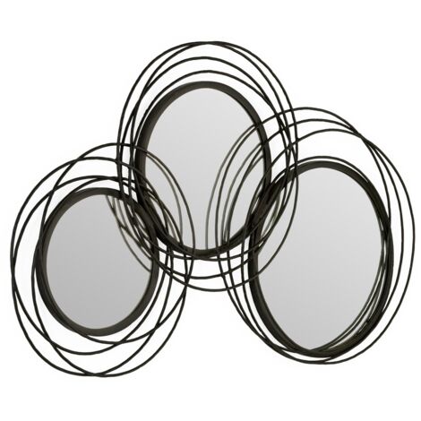 Miroir mural art déco métal noir ARKO - L 117 x H 76cm