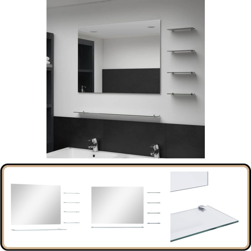 Vidaxl - Miroir mural avec 5 étagères Argenté 80 x 60 cm - Miroir Mural - Miroir Avec Étagères - Miroir Décoratif - Miroir Salle De Bain - Miroir