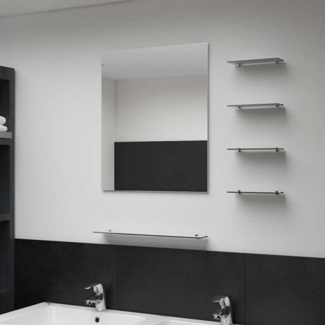 Miroir mural avec 5 étagères Moderne - Miroir de Maquillage - pour Salle de Bain, Salon, Chambre - Argenté 50 x 60 cm Chic-823627
