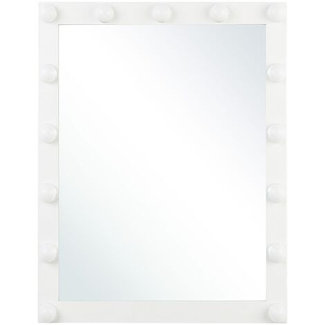 Miroir Mural avec Cadre en Acier Blanc pourtour orné d'Éclairage LED pour Coiffeuse ou Salle de Bain Beliani - Blanc