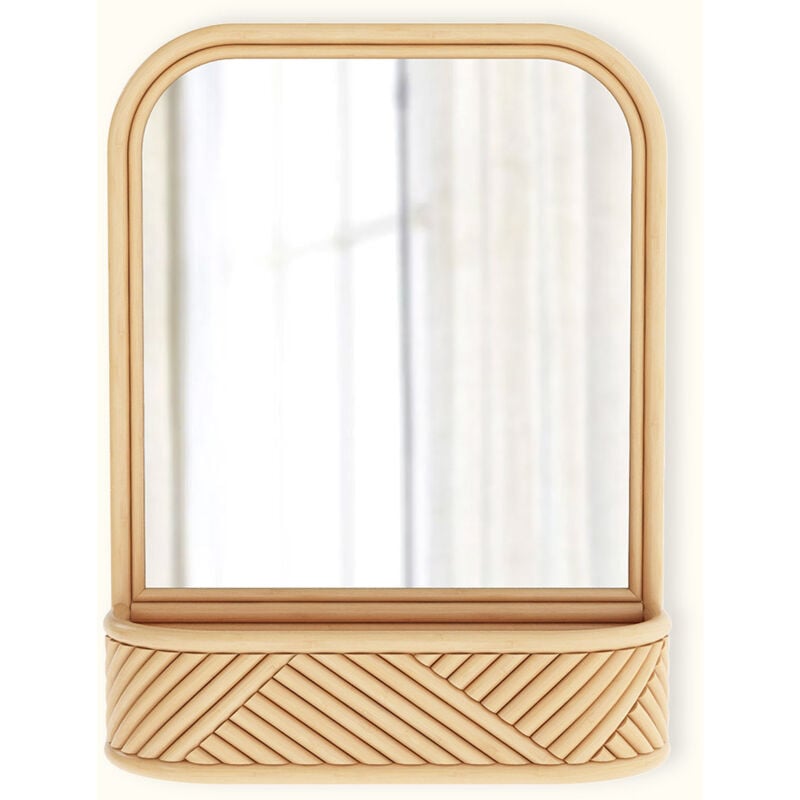 Miroir Mural avec Cadre en Rotin - Style Boho Bali - Amara Naturel