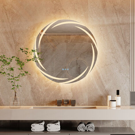 Miroir Salle de Bain avec Éclairage LED et Anti-Buée 70x50 cm Taif - Ledkia