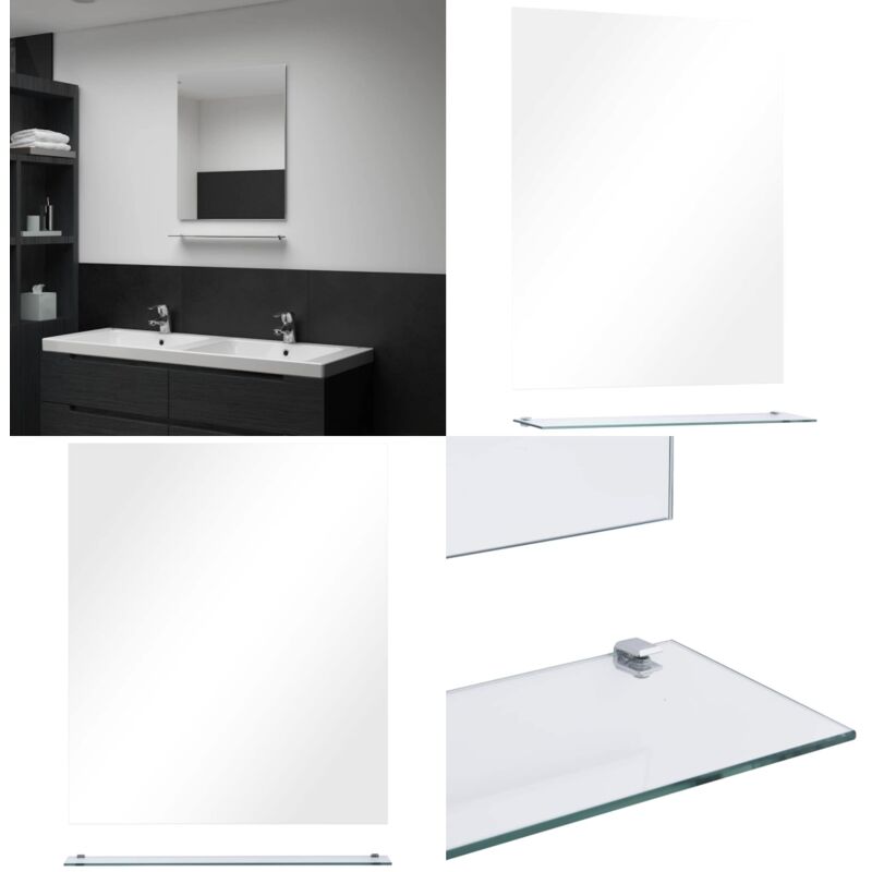Vidaxl - Miroir mural avec étagère 50x60 cm Verre trempé - Miroir Mural - Miroir Avec Étagère - Miroir Salle De Bain - Décoration Murale - Meuble