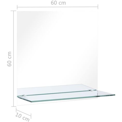 Miroir mural avec étagère Miroir déco / Miroir Salon 60x60 cm Verre trempé