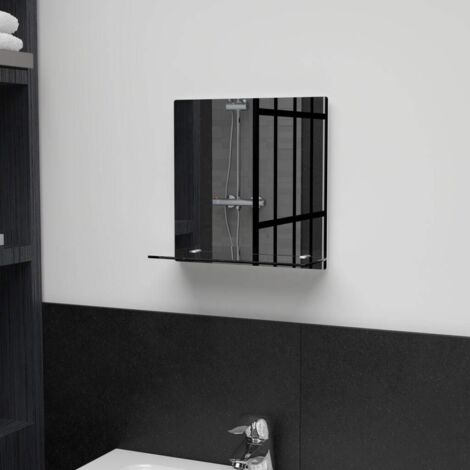 Miroir mural avec étagère  Miroir déco pour Salle de bain Salon Chambre ou Dressing 30x30 cm Verre trempé 49332