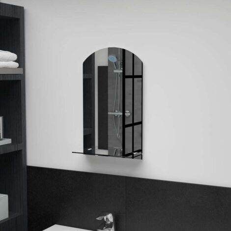 Miroir mural avec étagère  Miroir déco pour Salle de bain，Salon，Chambre 30x50 cm Verre trempé VSGS605953