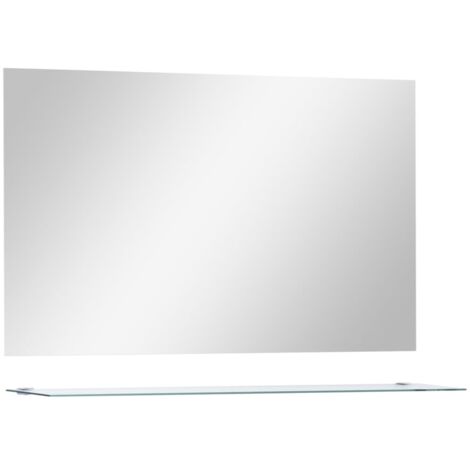Miroir mural avec étagère Style baroque - Miroir lumineux de salle de bain 100x60 cm Verre trempé BV174384 - BonneVie