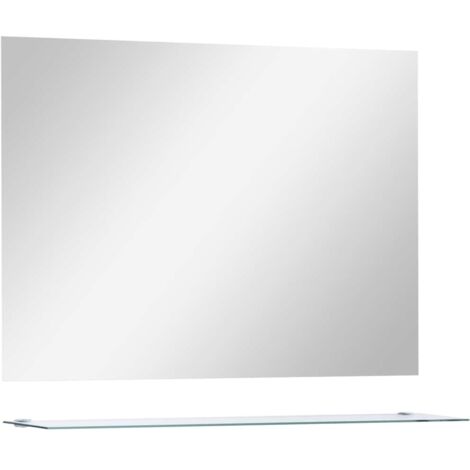 Miroir mural avec étagère Style baroque - Miroir lumineux de salle de bain 80x60 cm Verre trempé BV242198 - BonneVie