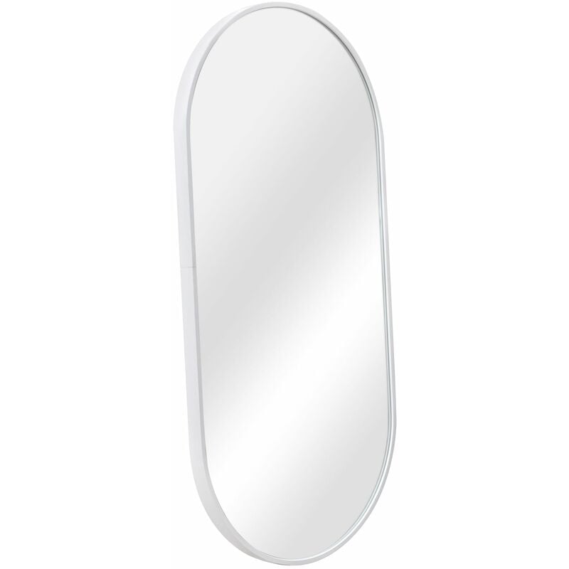 Helloshop26 - Miroir mural avec kit de montage elliptique 40 x 80 cm blanc