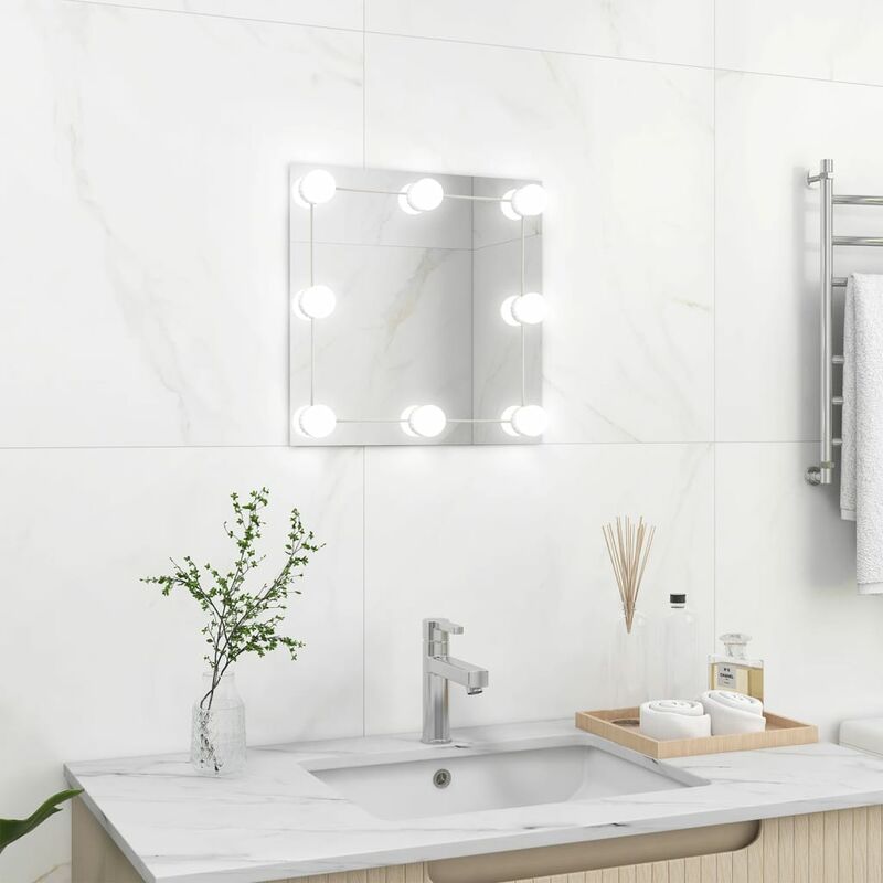 Er-siice - inlife Miroir mural avec lampes led Carré Verre