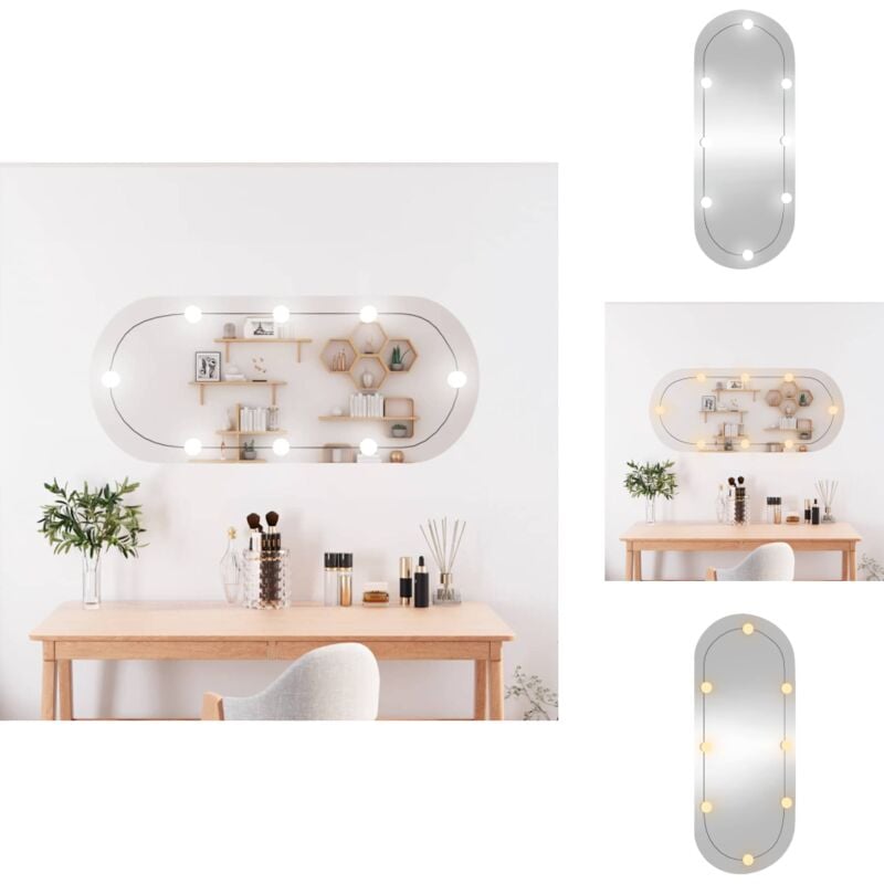 Miroir mural avec lumières led 40x90 cm verre ovale - Miroir Mural - Miroir Led - Miroir Deco - Éclairage Led - Miroir Design