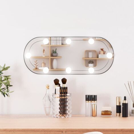 Miroir mural avec lumières LED Miroir déco pour Salle de bain Salon Chambre ou Dressing 20x50 cm verre ovale 98515