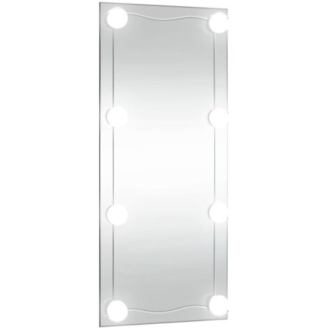 Miroir mural avec lumières LED  Miroir déco pour Salle de bain Salon Chambre ou Dressing 50x100 cm verre rectangulaire 64651