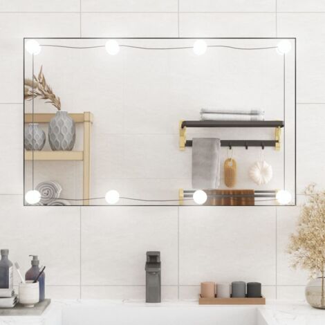 Miroir mural avec lumières LED  Miroir déco pour Salle de bain Salon Chambre ou Dressing 50x80 cm verre rectangulaire 76142