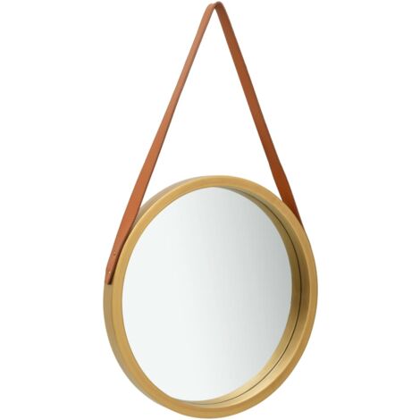 Miroir mural avec sangle 50 cm Doré vidaXL
