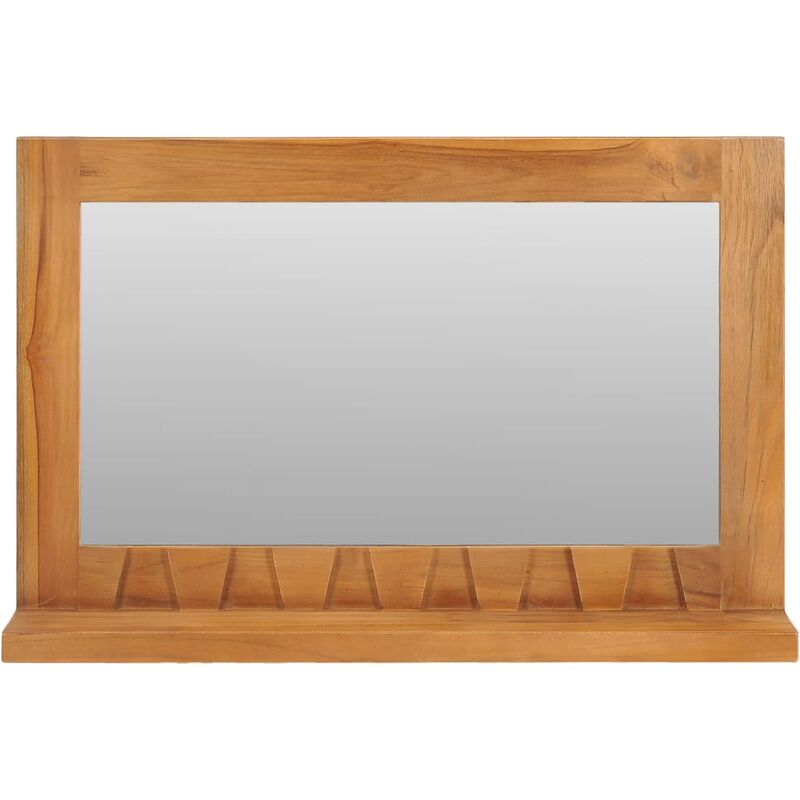 Miroir mural avec étagère Luxueux, Miroir pour salle de bain 60x12x40 cm Bois de teck massif OIB9626E