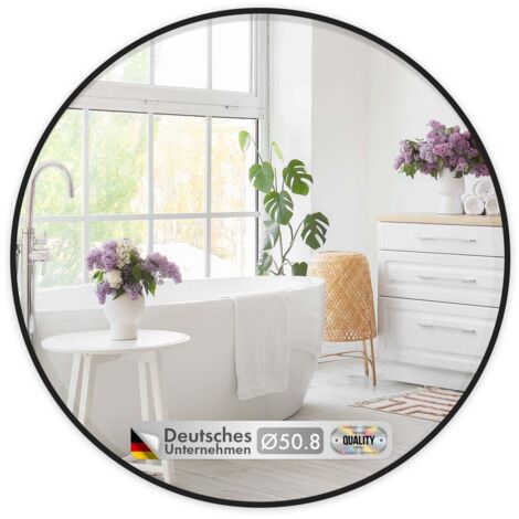 Miroir mural Bella Miroir rond avec cadre noir en alliage d'aluminium Ø 50 cm