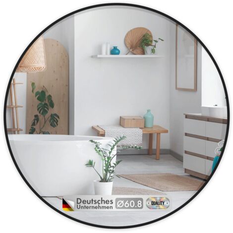 Miroir mural Bella Miroir rond avec cadre noir en alliage d'aluminium Ø 60 cm