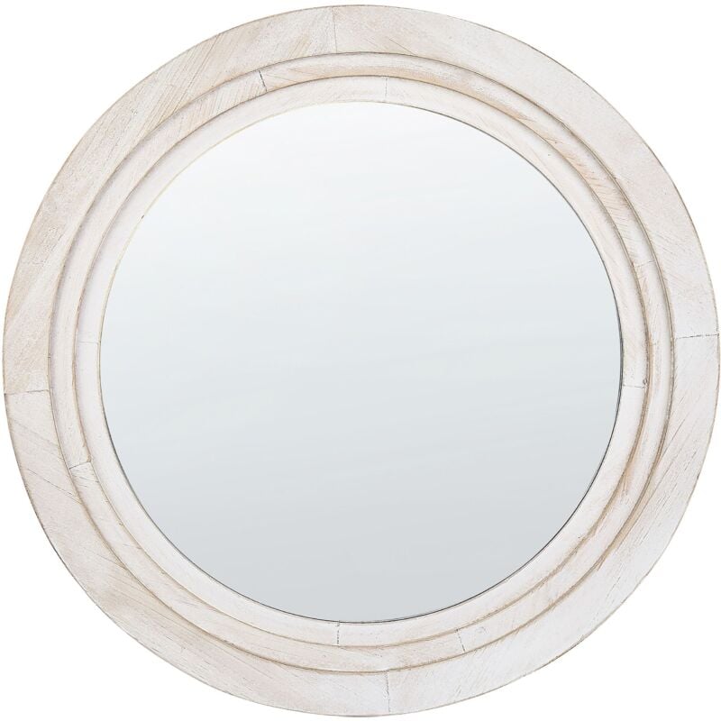 Beliani - Miroir Mural Blanc Cassé en Métal 60 cm Pièce d'Accent Glamour Ronde Delicias