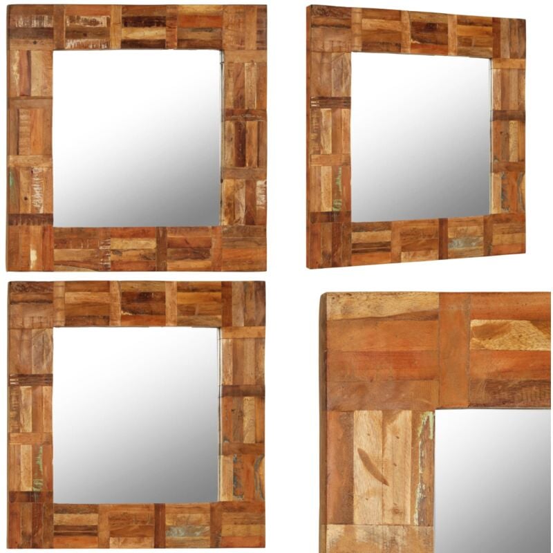 Vidaxl - Miroir mural Bois de récupération massif 60 x 60 cm - Miroir Mural - Miroir Vintage - Miroir Design - Miroir Bois - Miroir Rustique - Home &