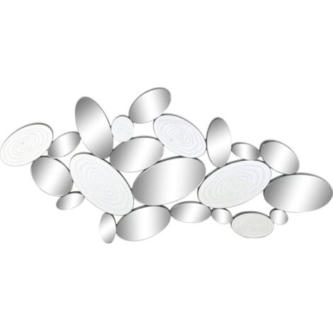 Miroir mural bois et verre design unique - Argent et bois clair avec effet miroir