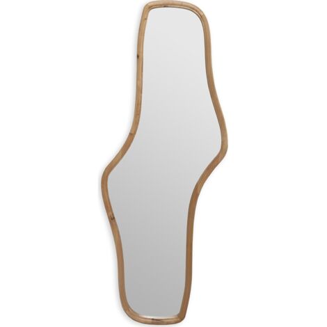 Miroir mural bois naturel forme organique tendance décoration - bois naturel clair et argenté