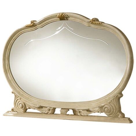 Miroir mural bois vernis laqué brillant beige Venus 130cm