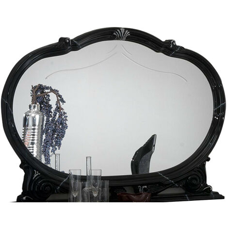 Miroir mural bois vernis laqué brillant noir Venus 130cm