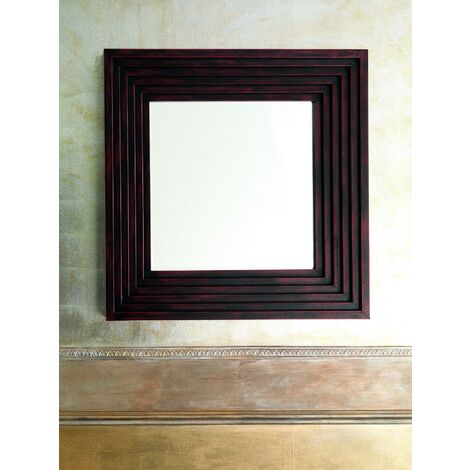 Miroir mural cadre marron 100x100 cm